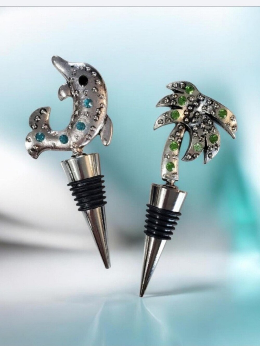 Dolphin & Palm Tree Wine Stopper